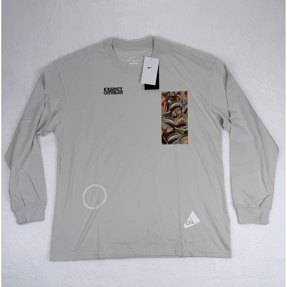 Nike Kyrie Irving Journey Reward Long Sleeve Tee Grey DV9725-072 Mens Large NEW